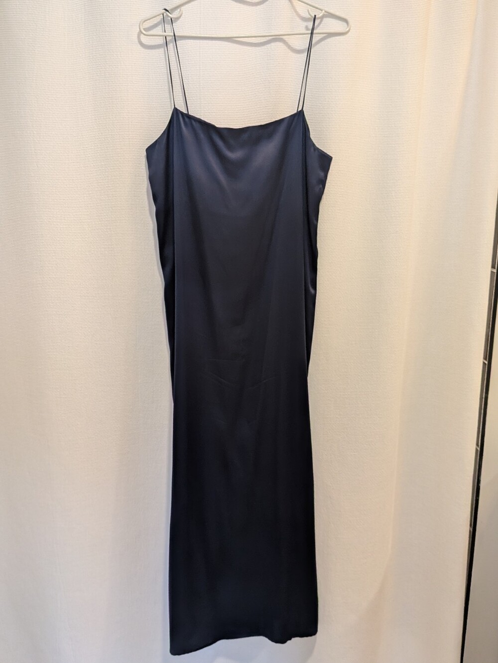 Reformation Midnight Navy Yoshe Satin Slip Midi Dress